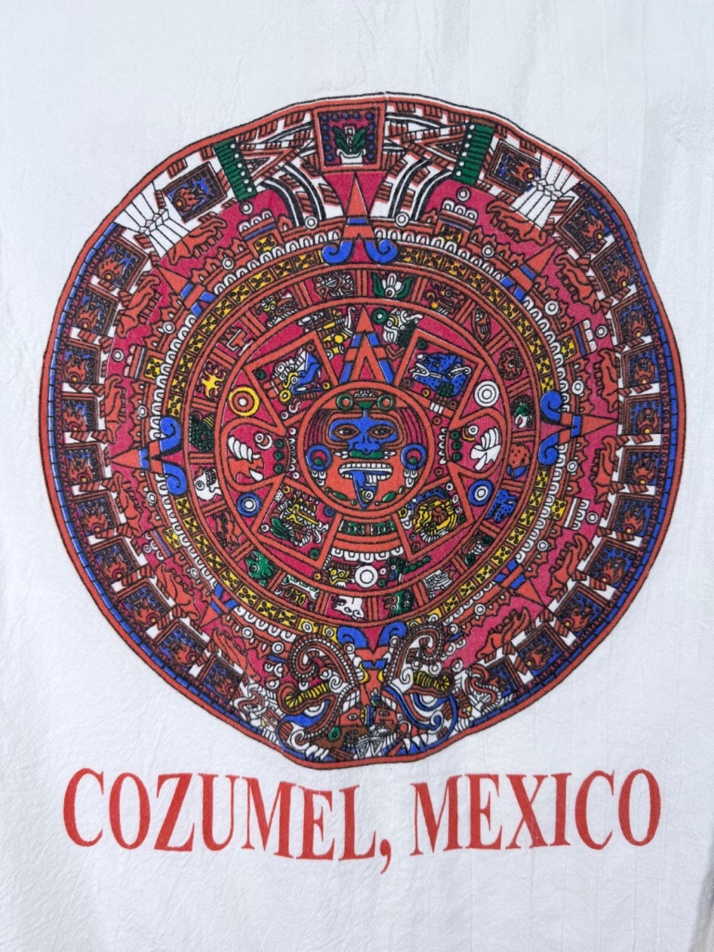 Chac Mool Vintage 90s Cozumel Mexico Graphic Zip Up Hoodie White XL EUC - Picture 7 of 8